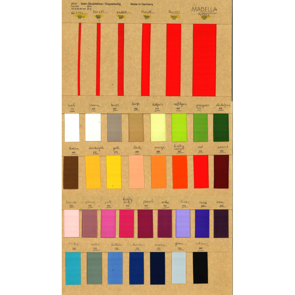 Farbkarte, Farbfächer, Farbmuster, Satin, Doppelseitig