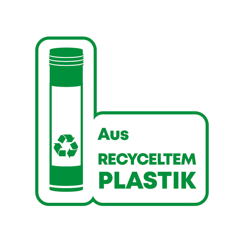 Recycling-Symbol, Plastik, grüne Kennzeichnung, Öko-Aufkleber, recyceltes Plastik