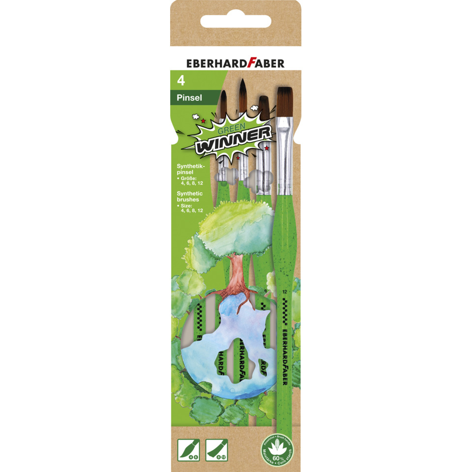 Pinselset, Kunstpinsel, Synthetische Pinsel, Größen 4-12, Grün