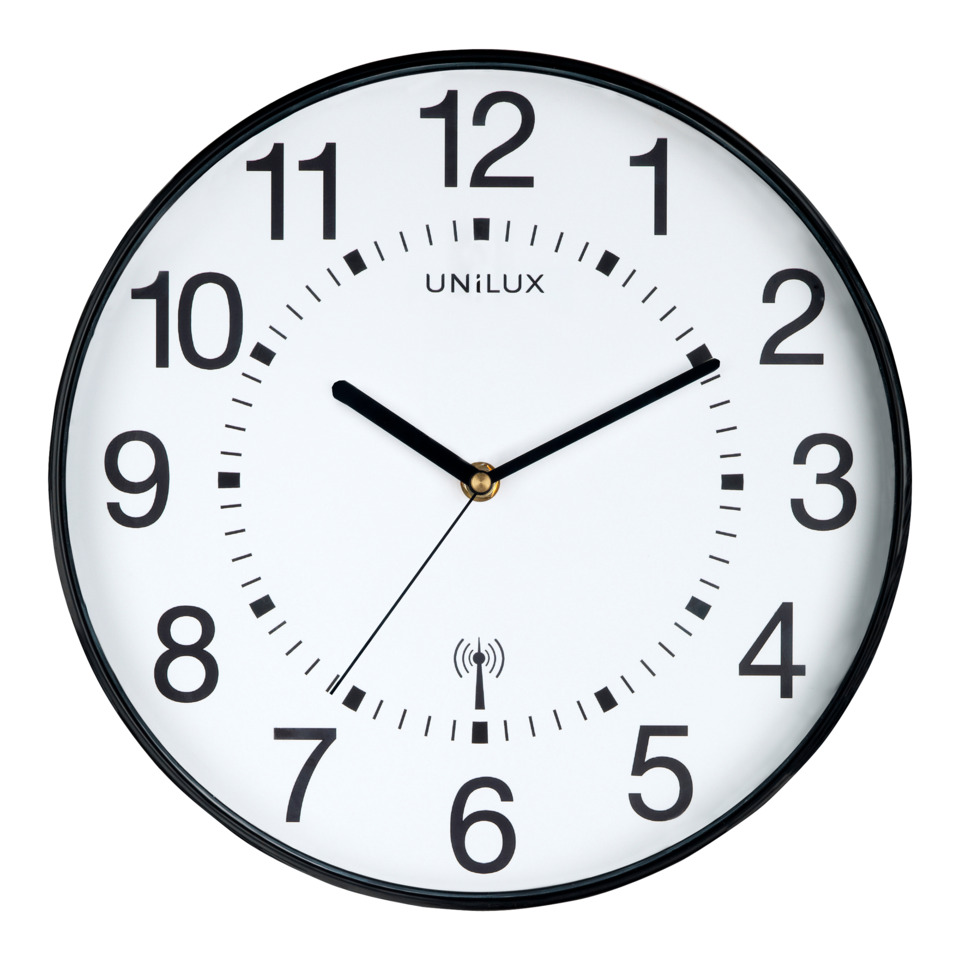  Wanduhr, Analog, große Ziffern, Schwarz-weiß, Funkuhr