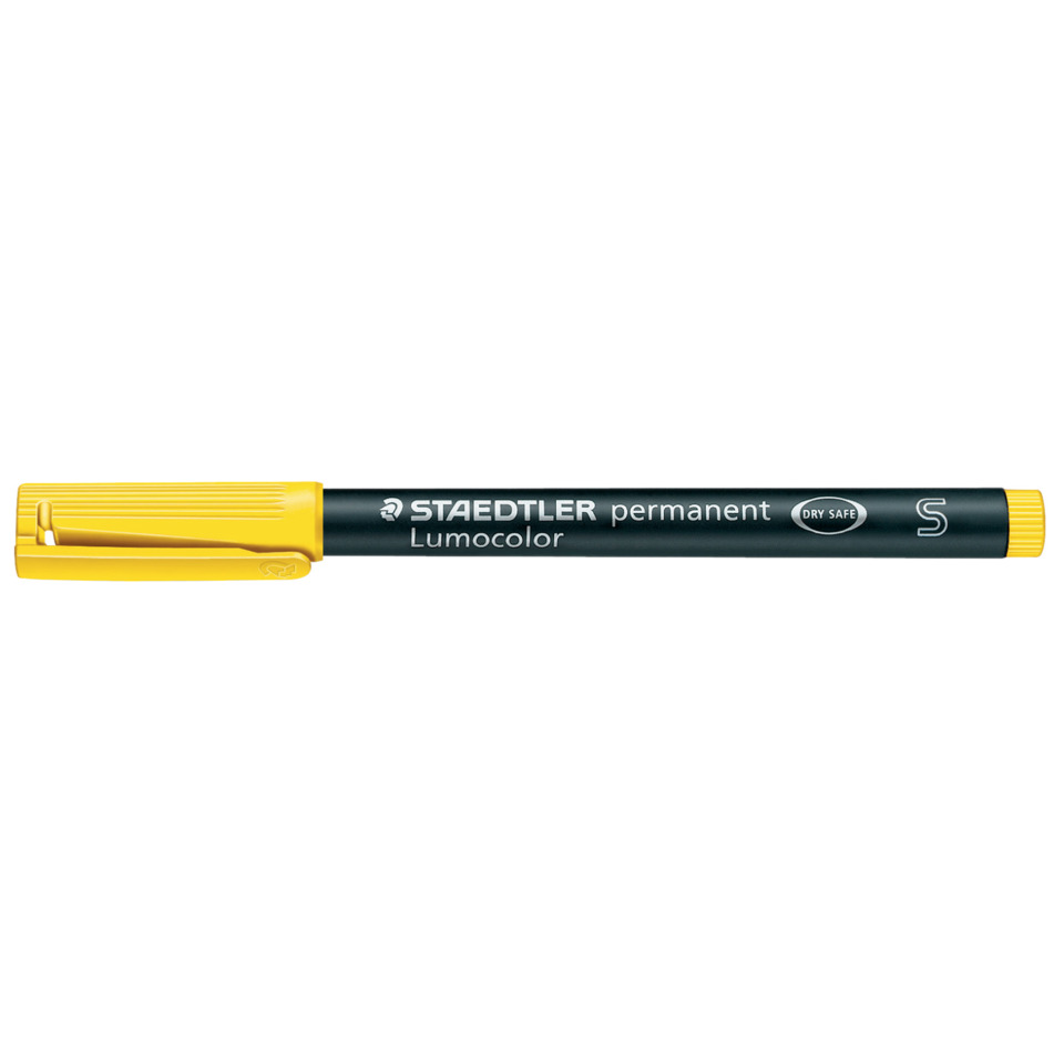 Permanentmarker, Lumocolor, Stift, gelb, dünn