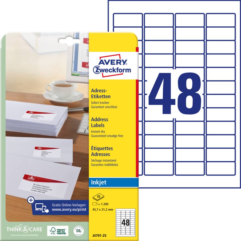 Briefumschläge, Etiketten, Adresseetiketten, Labels, Inkjet-Labels