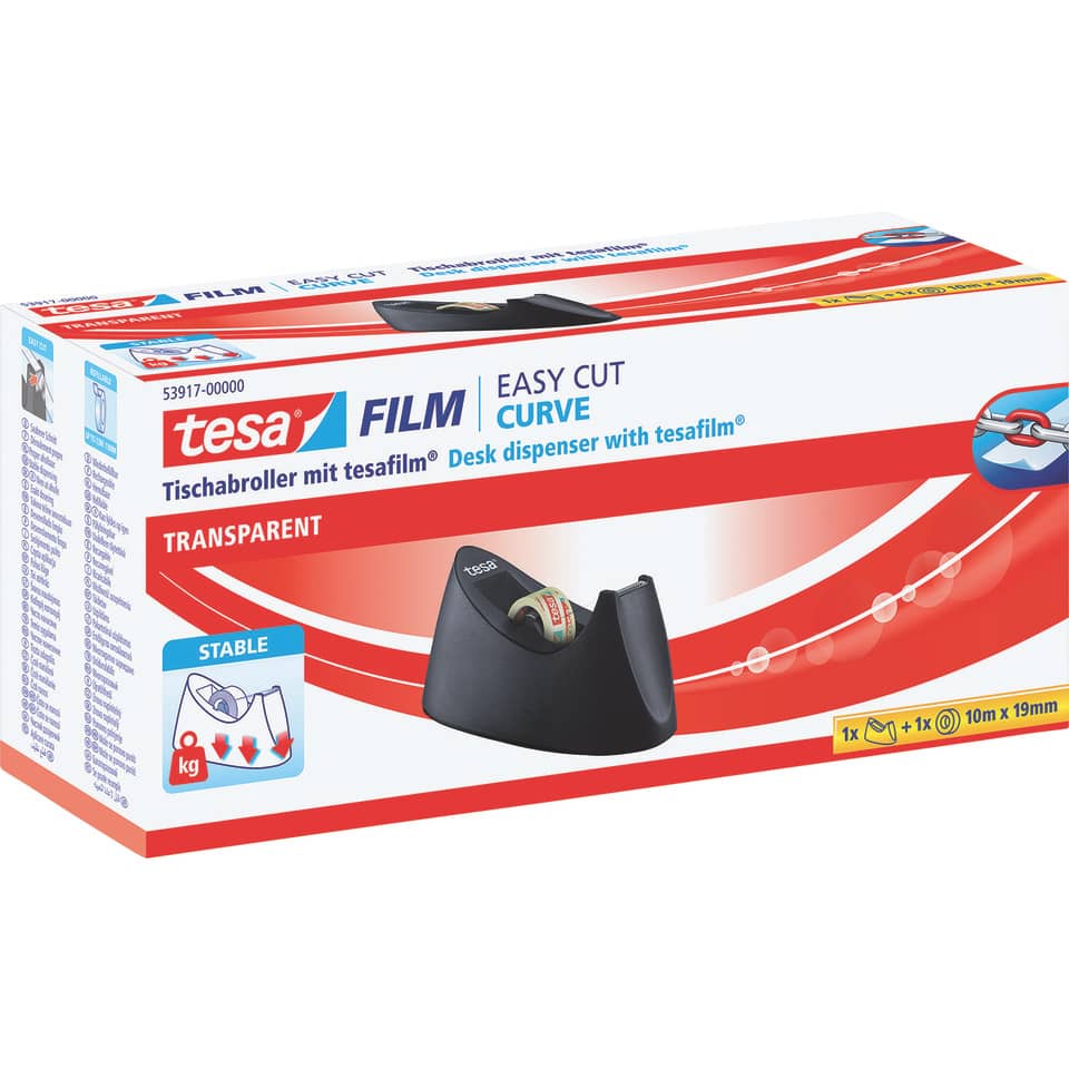 Schreibtischspender, tesa Film, Kurve, transparent, Abroller
