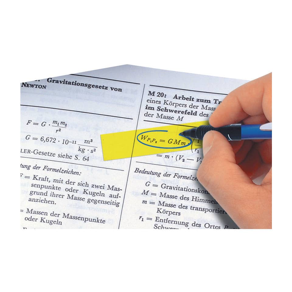 Physik, Formelblatt, Kleiner Text, Marker, Hand mit Stift