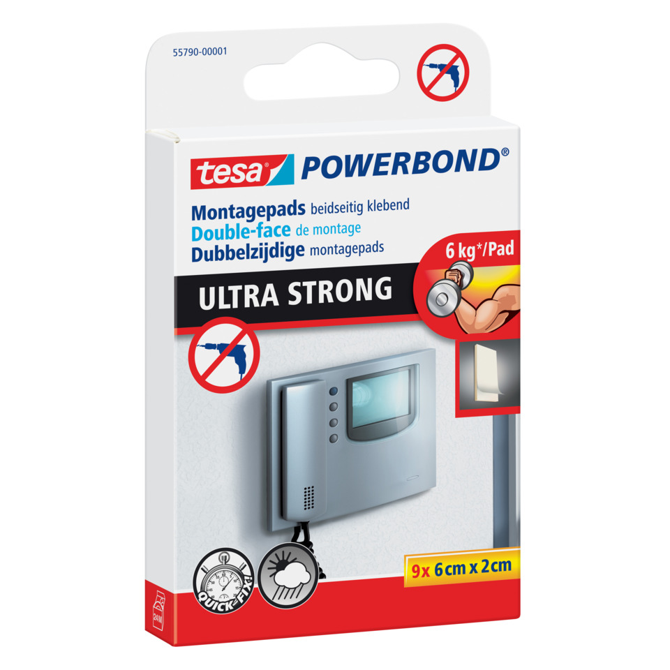 Montagepad, Klebepads, Ultra Strong, Double-face, 6 cm x 2 cm, Montagepad, Double-face, Ultrastrong, Klebepads, 6 cm x 2 cm