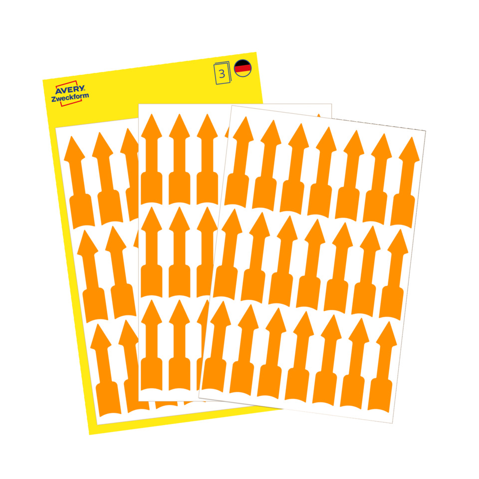 Aufkleber, Orangene Pfeile, Pfeil-Muster, Stickerbogen, Klebebild