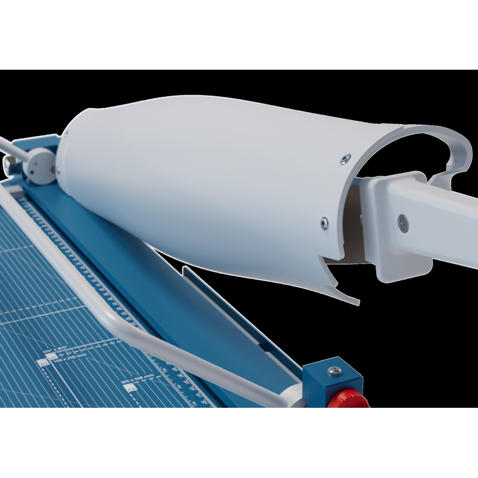 Bleed roller, Schneidemaschine, verstellbare Führung, blaues Metall, Sicherheitsabdeckung