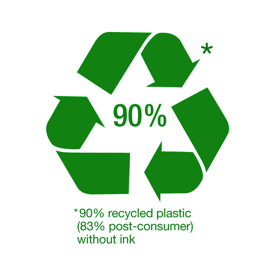 recycled plastic, 90 Prozent, Recycling-Symbol, umweltfreundlich, Umweltkennzeichnung