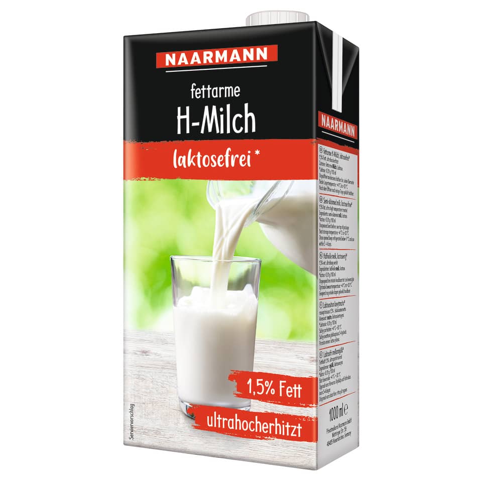 H-Milch, laktosefrei, 1,5% Fett, Ultrahocherhitzt, Milchpackung