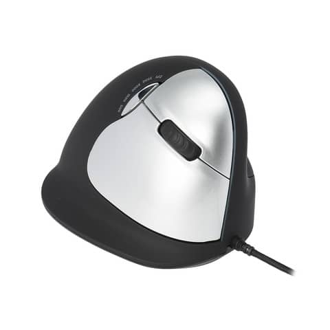 Maus, rechtshändig, 5 Tasten, kabelgebunden, USB-A, Größe L, schwarz  ~ R-Go Tools RGOHELA