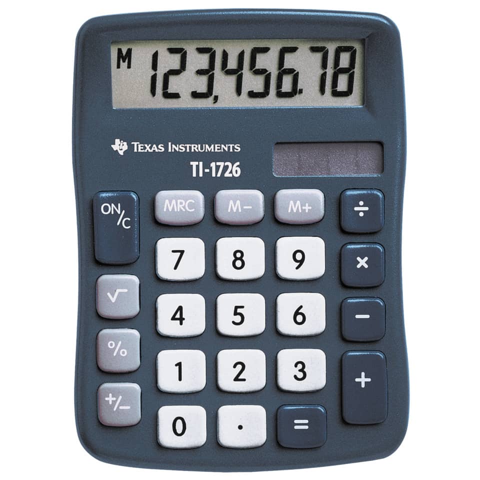 Taschenrechner, TI-1726, Texas Instruments, Taschenrechner größe, 数字显示