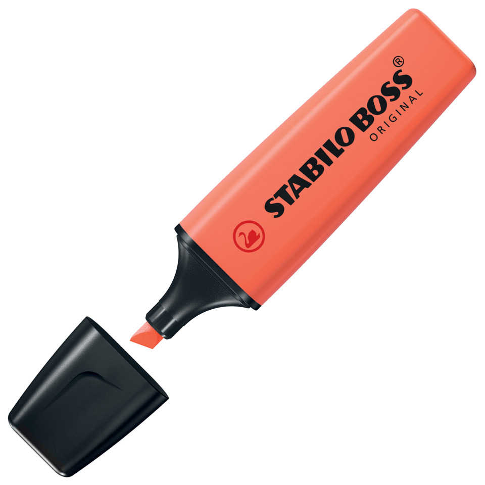 highlighter, warning marker, korallenorange, Markerstift, Kappe abnehmbar