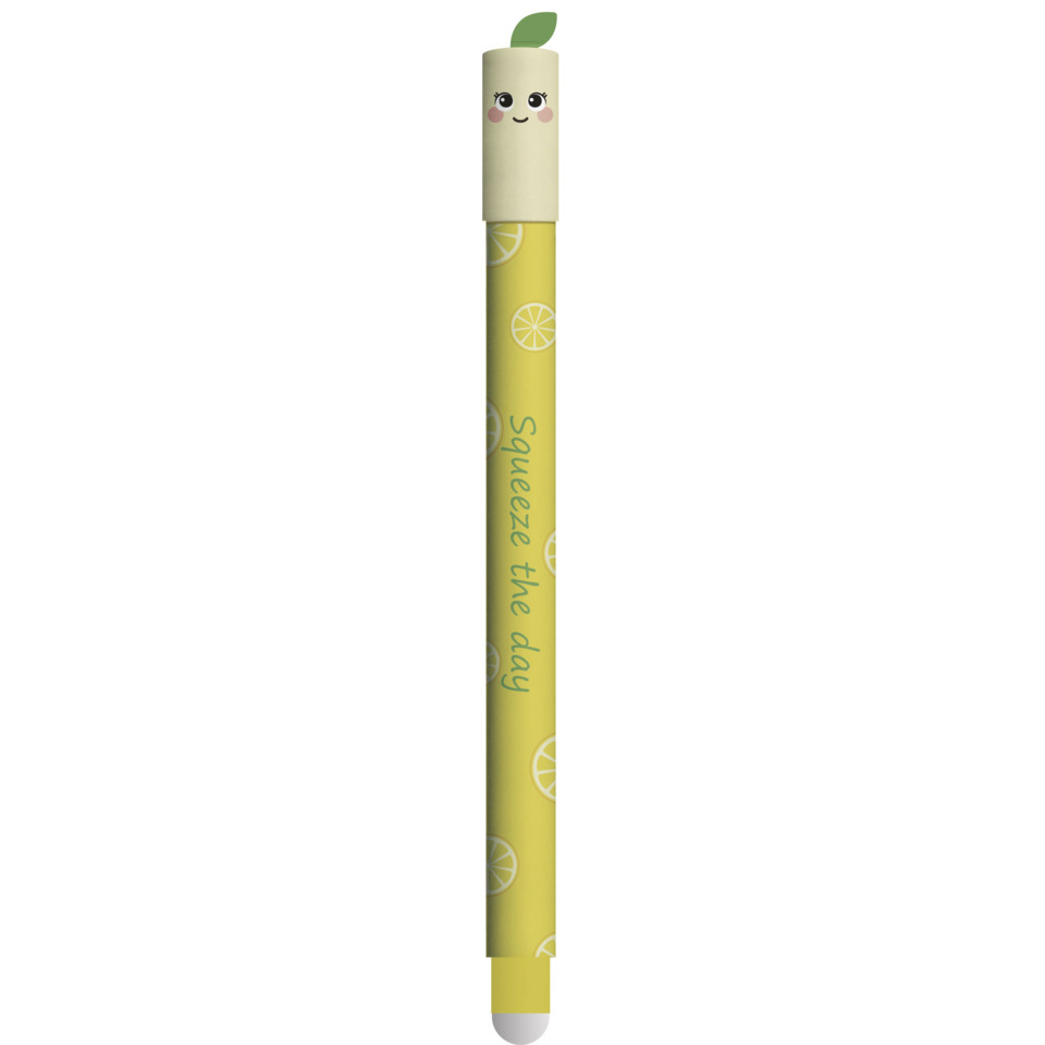 Bleistift, Zitrone, Fruchtmuster, Kunststift, Kappe mit Gesicht