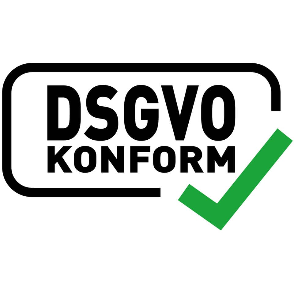 dsgvo konform, rechtlich sicher, stempel, check symbol, grünes hakenzeichen