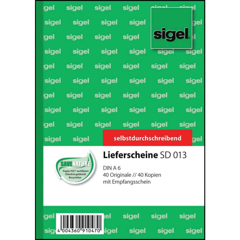 Lieferschein, SD 013, DIN A6, 40 Kopien, Empfangsschein
