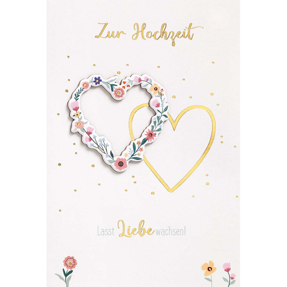 Herz, Blumenkranz, Hochzeit, Karte, Liebe