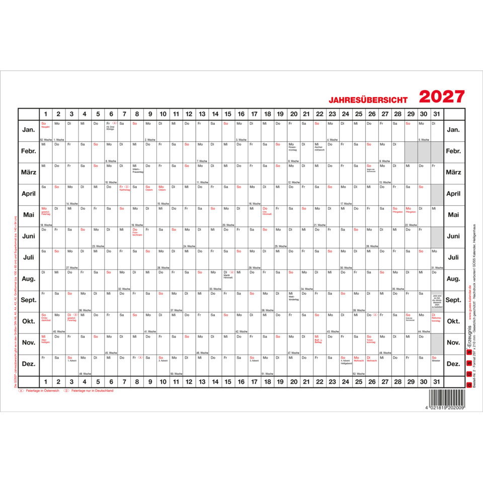 kalender, jahresübersicht, 2027, tischkalender, kalendarium