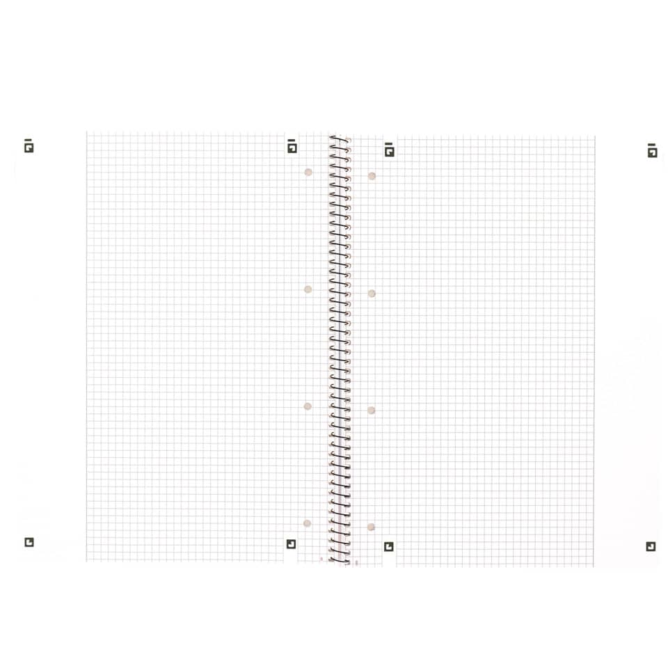 Notizbuch,  Rasterpapier,  Spiralbindung,  Löcher,  Mittellinie