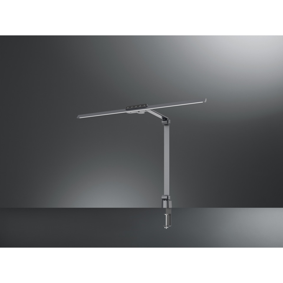 monitorarm, klemmbefestigung, verstellbar, LED-leiste, stützrohrmontage