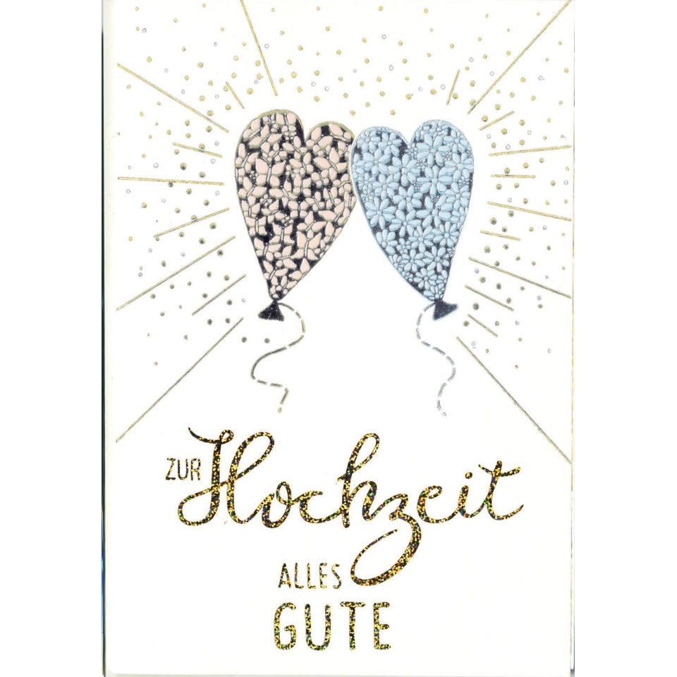 Herz-Luftballons, Glitzer, Karten-Design, Zur Hochzeit, Alles Gute