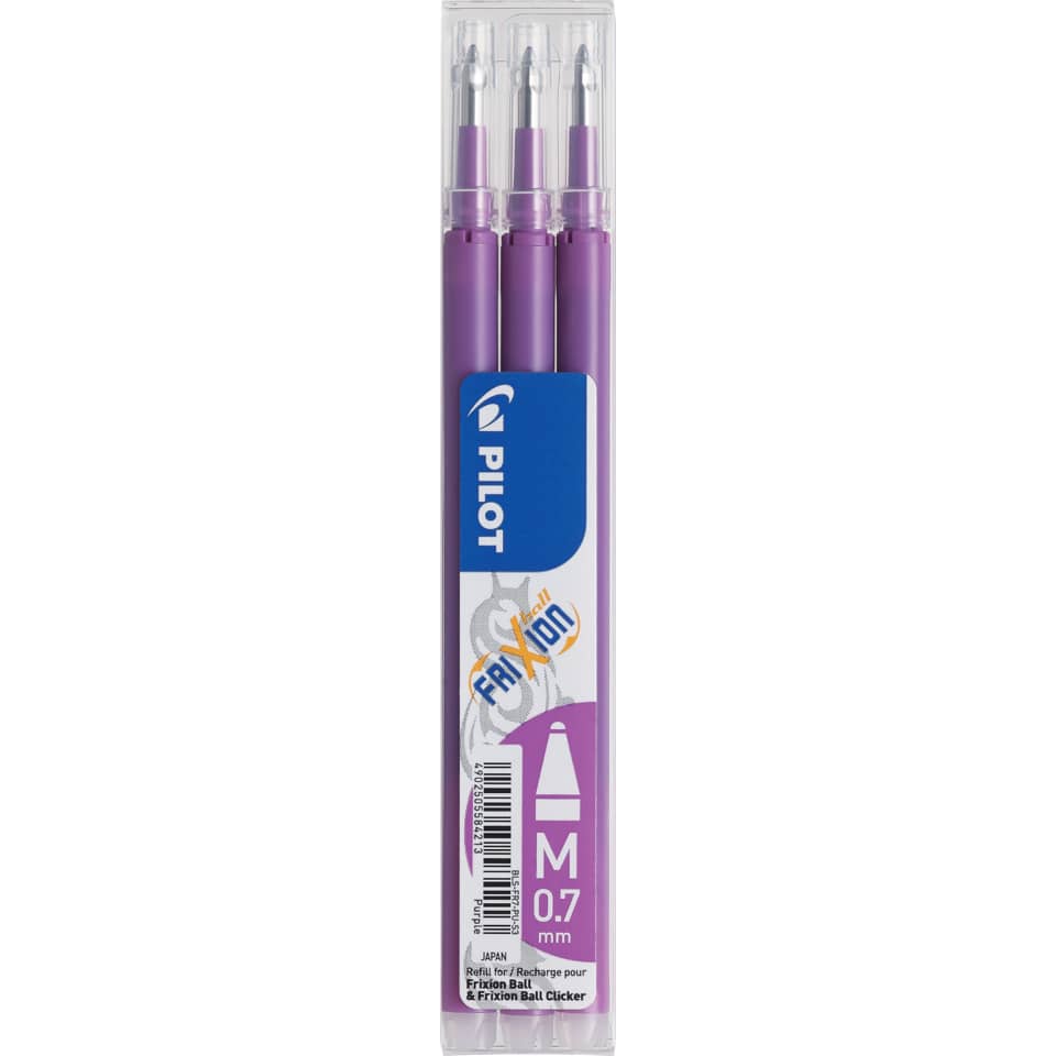 Tintenrollermine FriXion Ball/Clicker, 0,4mm, 3 Stück, purple PILOT BLS-FR7-PU-S3
