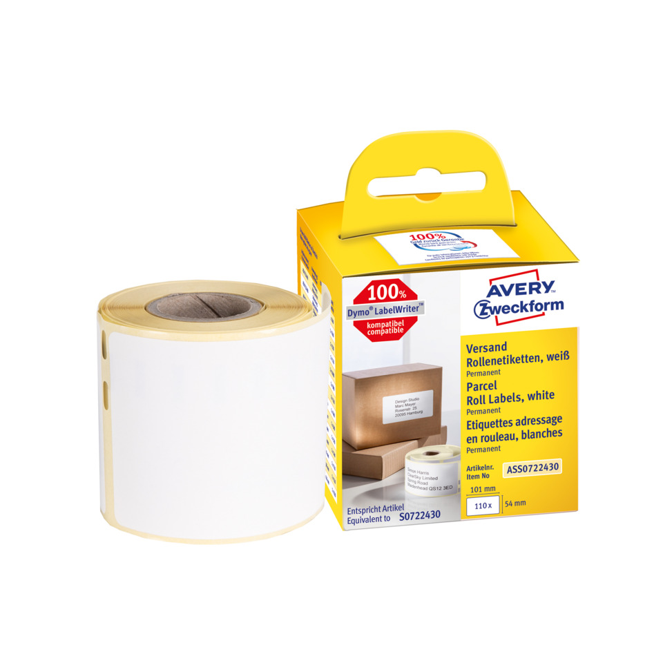 Etikettenrolle, Rollenetiketten, Weißer Aufkleber, Parcel Label, Labelwriter Kompatibel, Etikettenrolle, Klebeetiketten, Dauerhafte Etiketten, Rollenkassette, Bürobedarf
