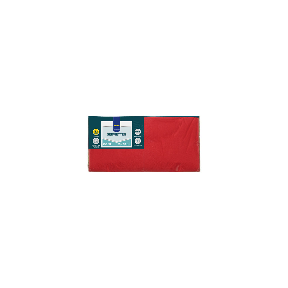 Servietten, Papierservietten, Rot, 30x33 cm, 250 Stk