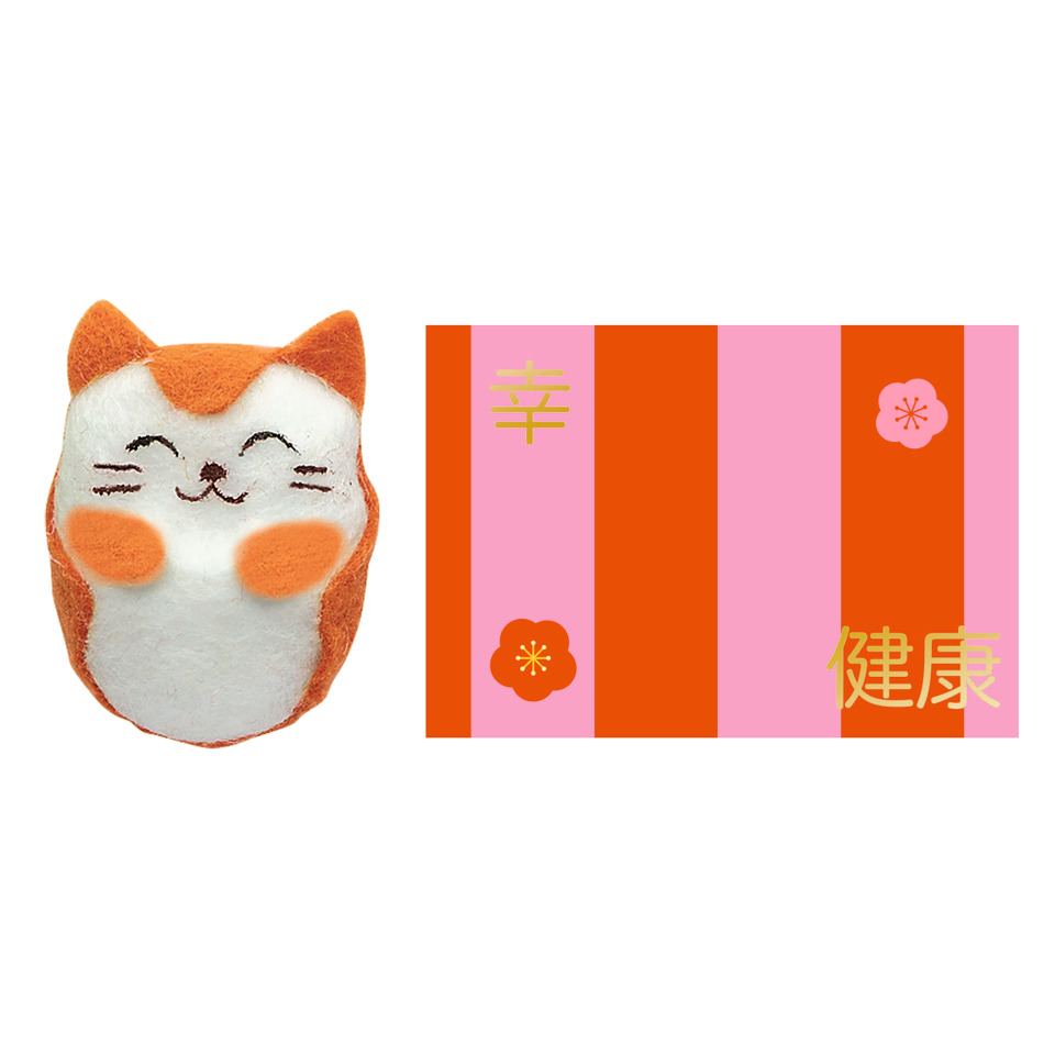  Plüsch,  Katze,  Orange,  Weiß,  gestreifte Karte