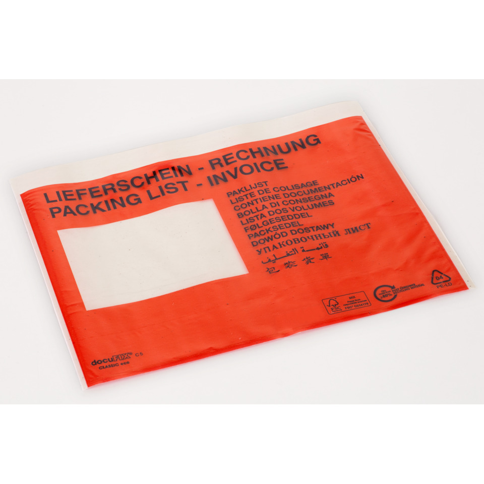 Lieferschein, Packing List, Invoice, Packpapier, Dokumententasche
