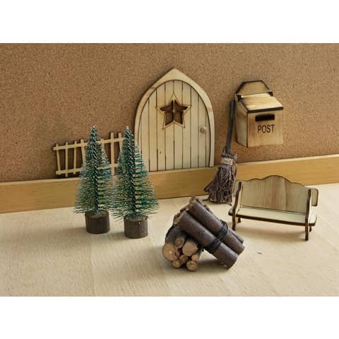 Wichtel Tür Set, 9-teilig, 9,8x0,3x7,6cm, natur  12769