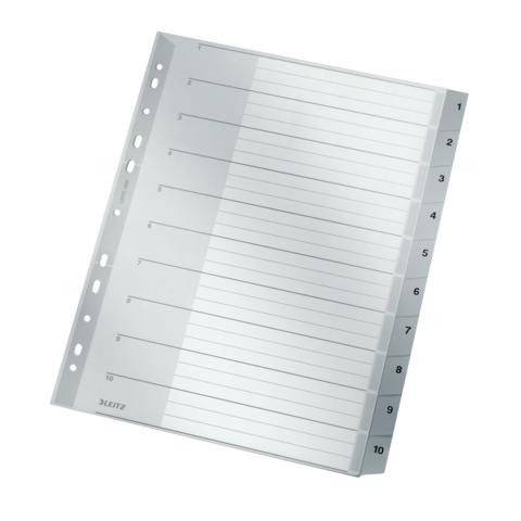 Plastikregister 1-10, A4, PP, 10 Blatt, grau LEITZ 1280-00-00