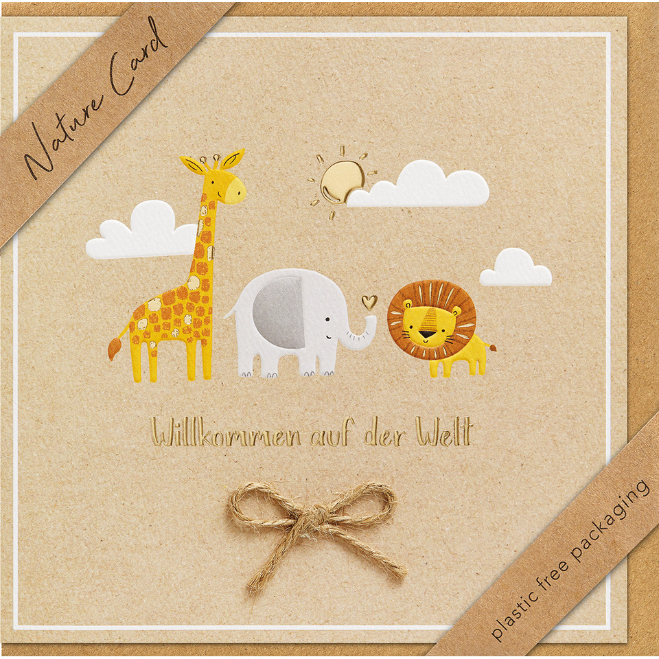 Naturpapier, Kinderwelt, Tiermotiv, Giraffe, Löwe