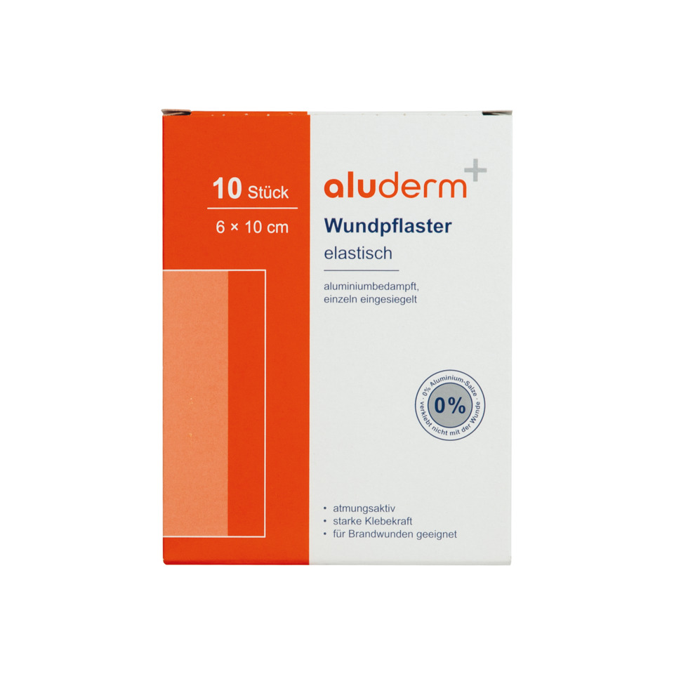 Wundpflaster, Elastisch, Aluminium-beschichtet, 6×10 cm, 10 Stück