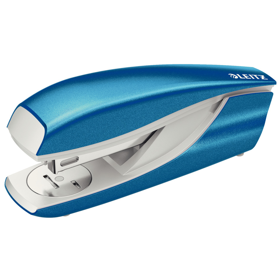 Klebestapler, Blau, Metallplatte, Stahlbasis, Klammerablage, stapler, blau, Schreibtischzubehör, Metall, kompakt
