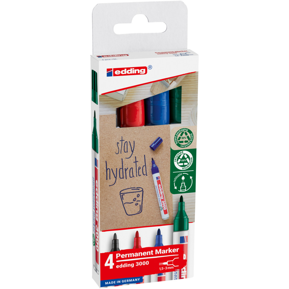 Marker, Permanent marker, Roter Marker, Blauer Marker, Set von 4