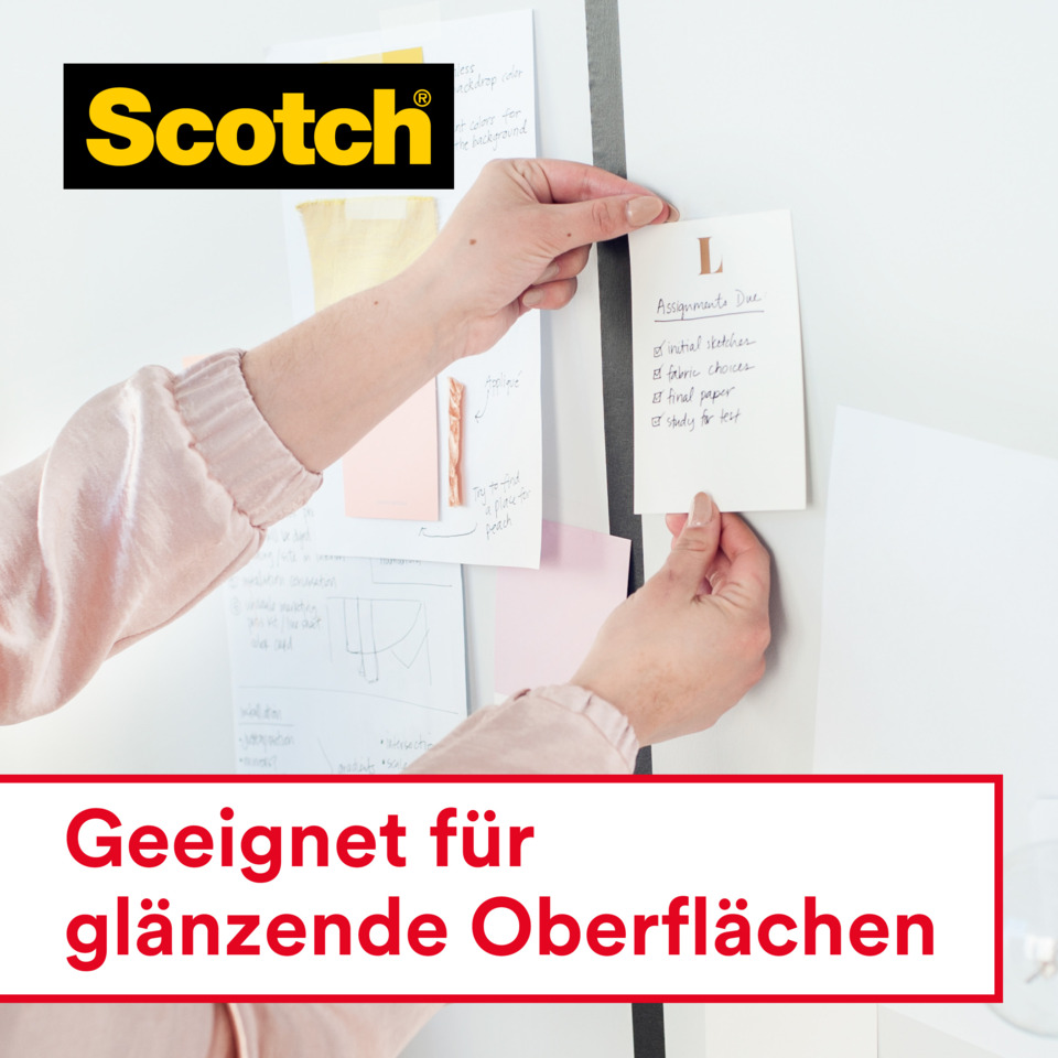  Scotc h logo, sticky notes, whiteboard, glossy surface, note board