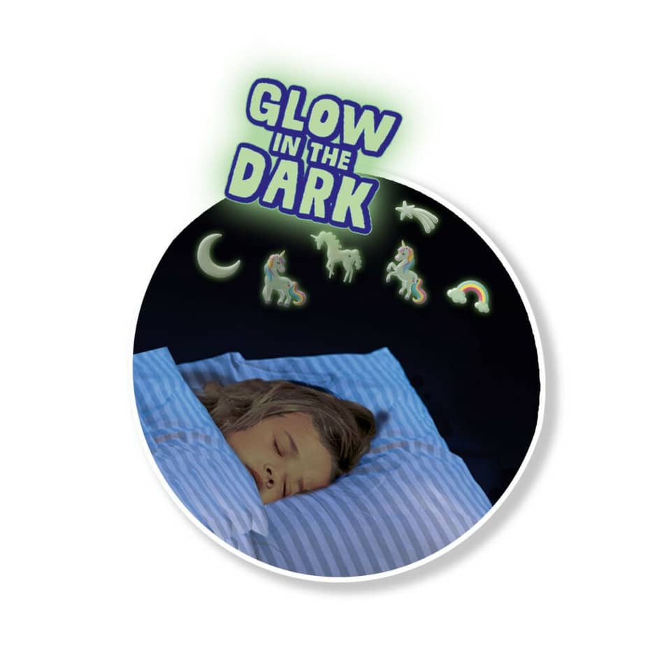 Glow, Nachtlicht, schlafendes kind, Kreisaufkleber, glühende unicorns