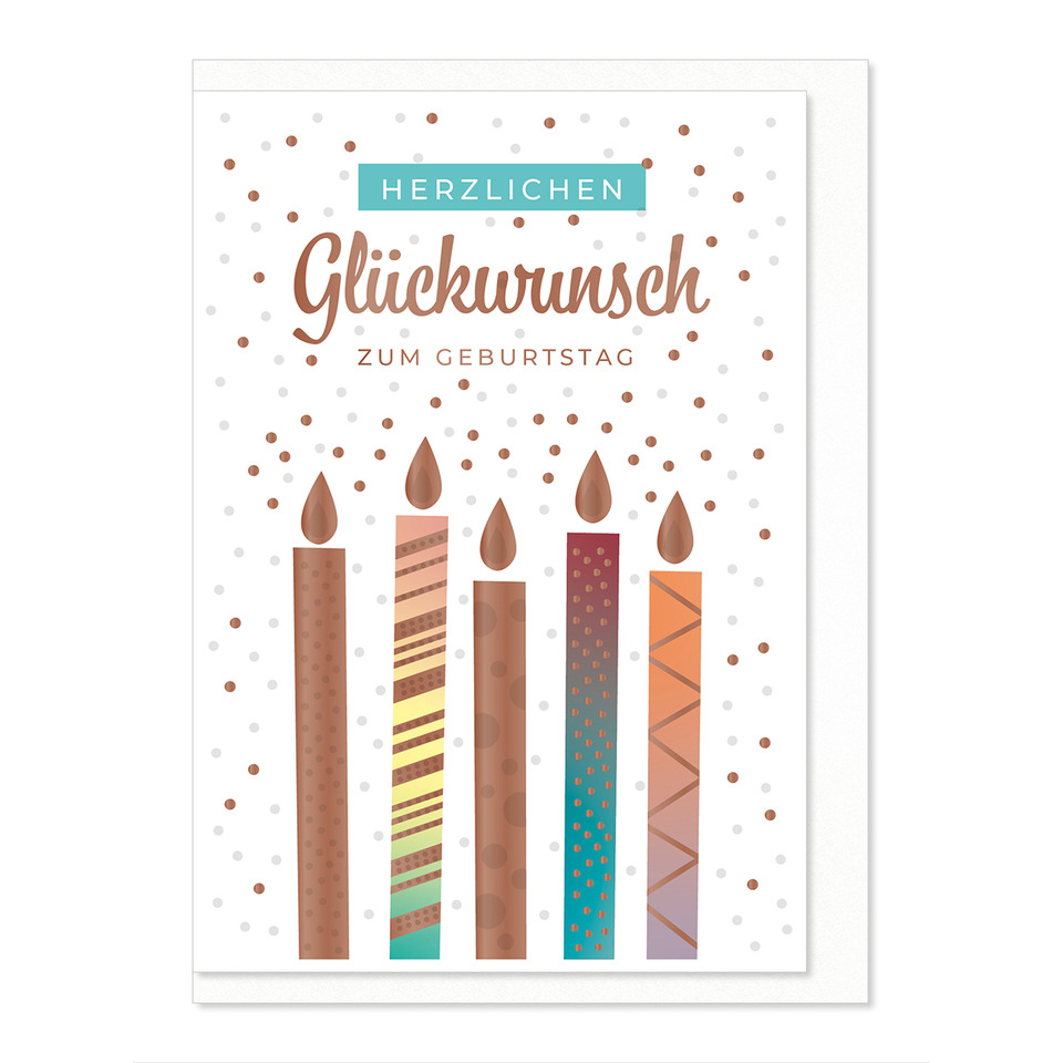 Kerzen, Geburtstagskarte, Kartenmotiv, bunte Kerzen, Punktmuster