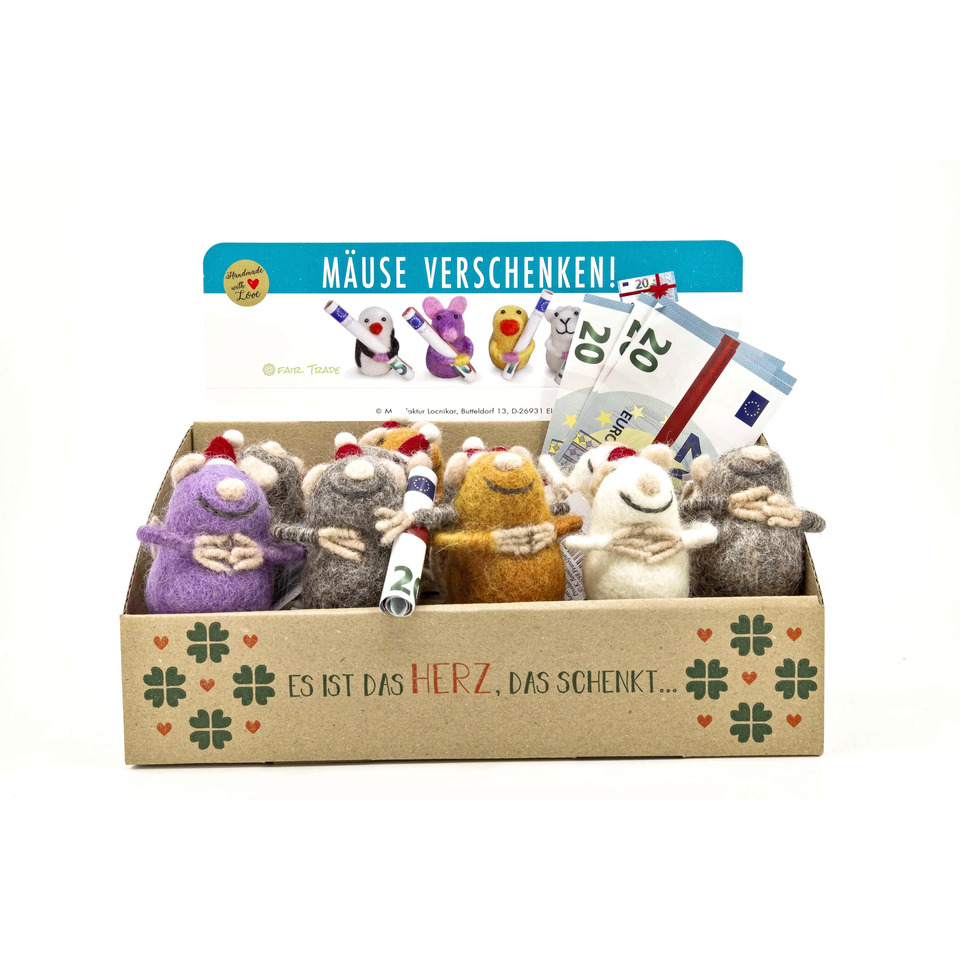 Kuscheltier, Filzfigur, Geldgeschenke, Sammelbox, Herz-Design
