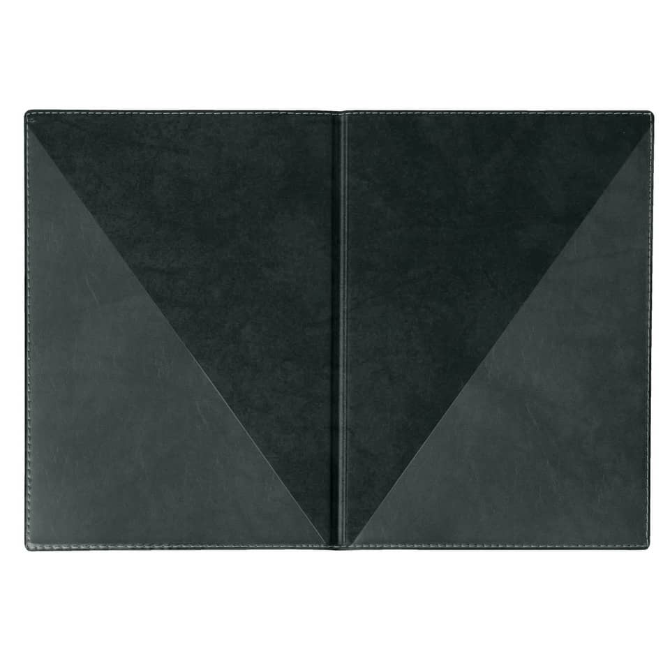 notebook, open, black, geometric, lederoptik