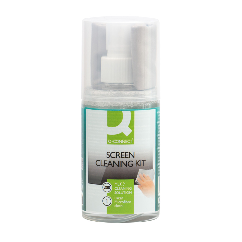 screen cleaning kit, mikrofaser tuch, sprühflasche, reiniger lösung, reise größe