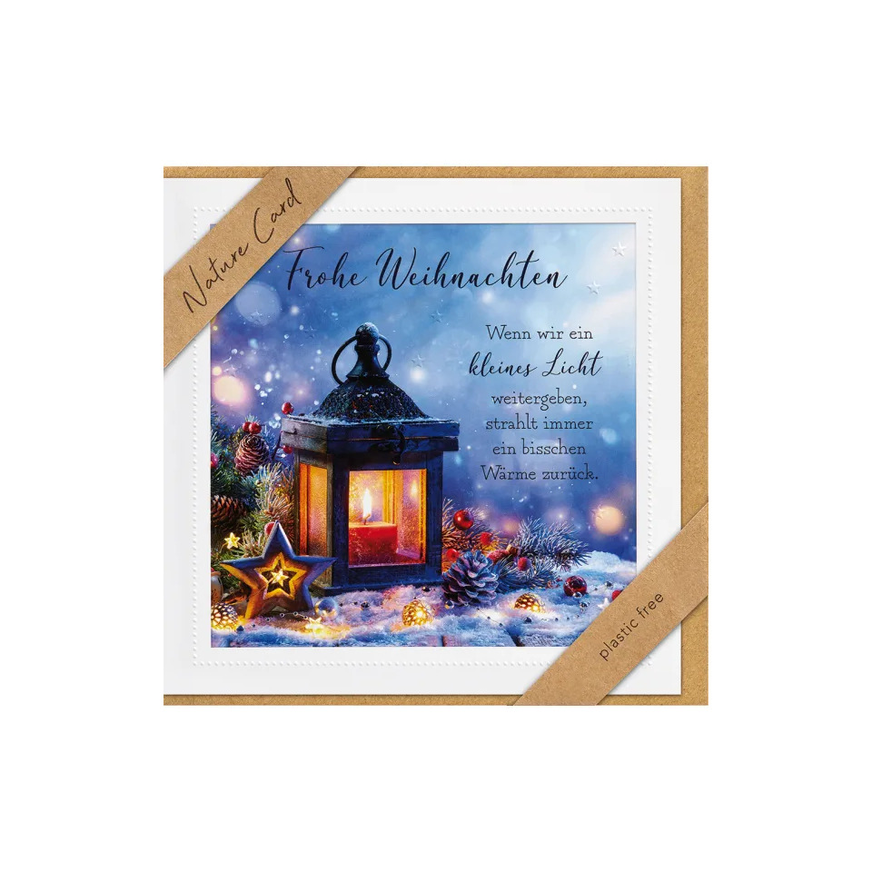 weihnachtskarte, laterne, winter, postkarte, kunstdruck