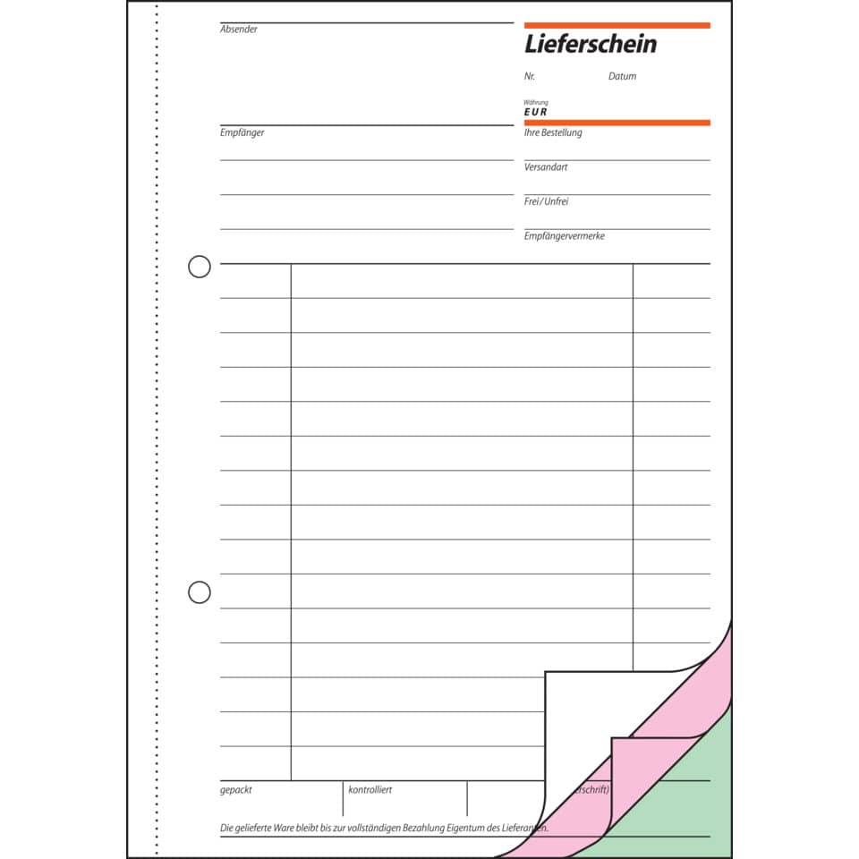 Lieferschein, Dokument, Formular, Perforation, Kartenrand