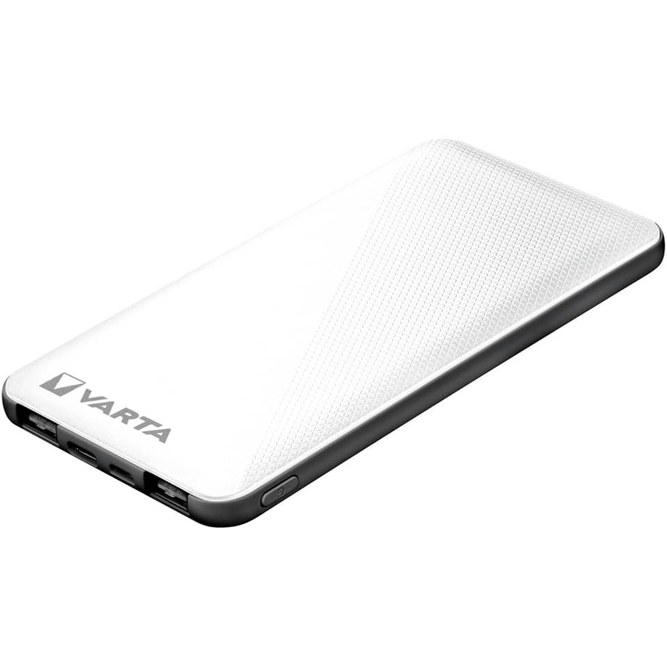 Powerbank, Externe Batterie, Weiß, USB-C, Schlank