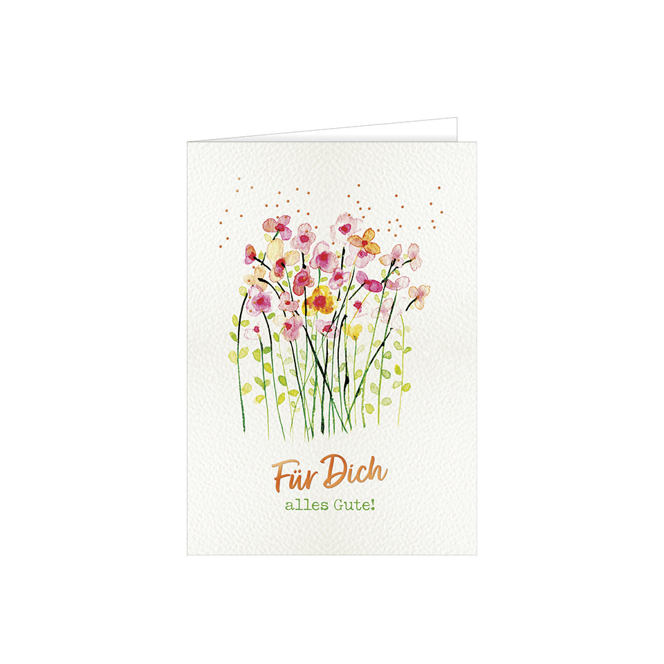 Grußkarte, Blumen, Wasserfarbe, Kartenmotiv, Für Dich