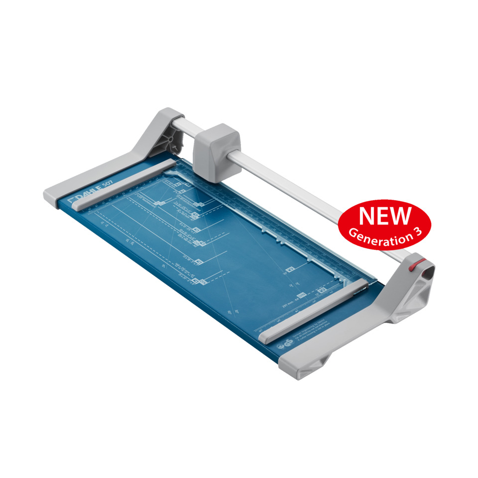 Plotter, Schneidemaschine, Papierschneider, blauer Untergrund, Rotationsschneide