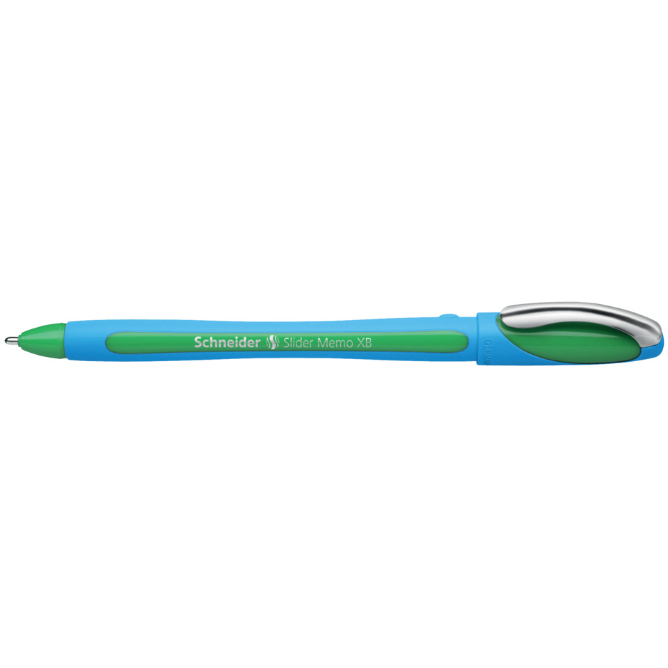 Kugelschreiber, Schieber, Gummigriff, blau, grün