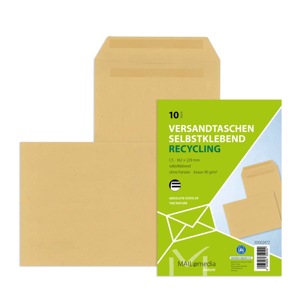 Kartonumschläge, Selbstklebende Umschläge, Briefumschläge,  Recycling, braun