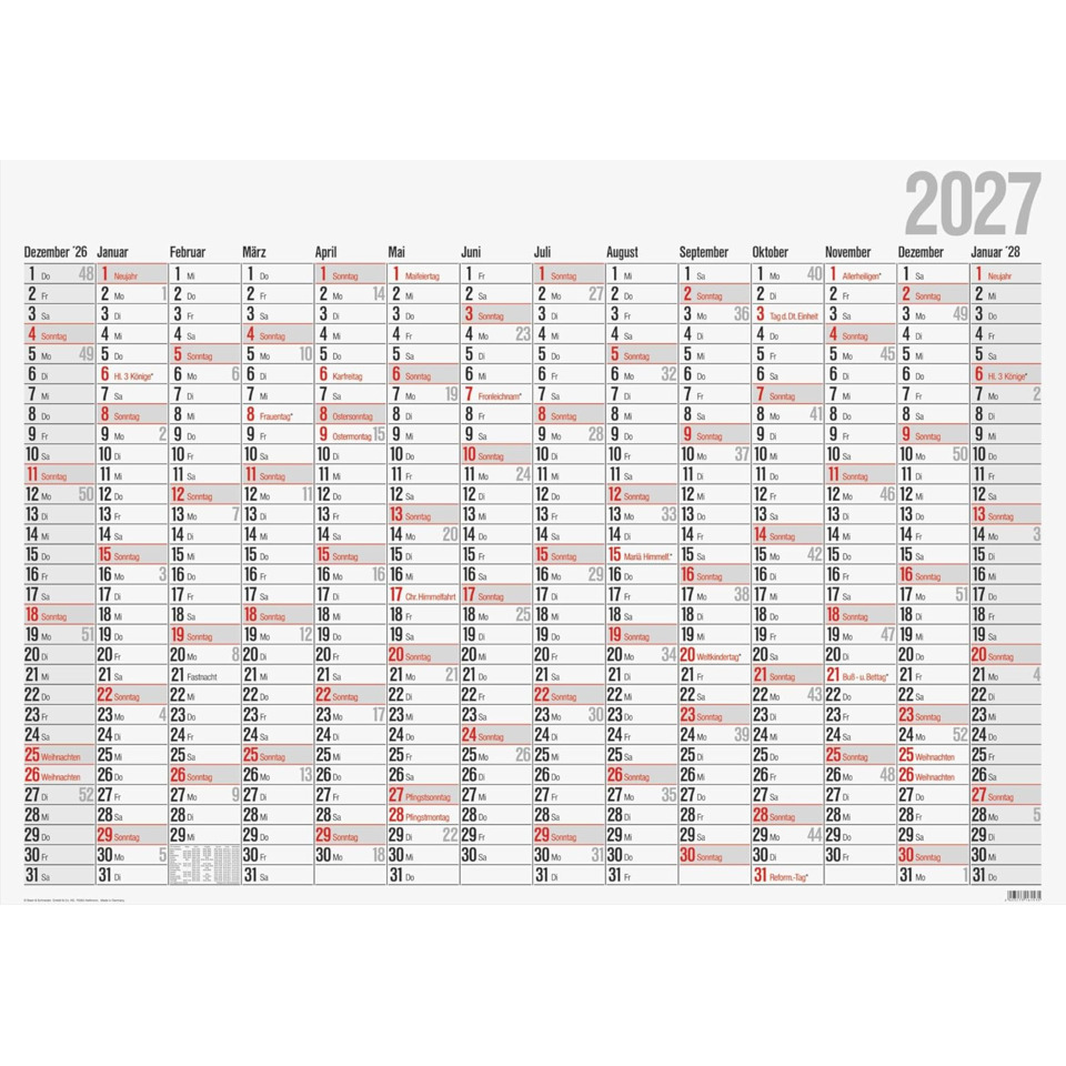 Wandkalender Office 1 2027, 980 x 685 mm, 14M/1S RIDO 7033660007