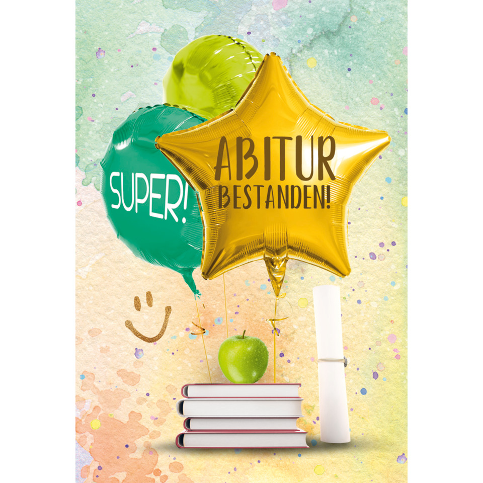 Ballon, Bunte Ballons, Abitur, Abiturzeugnis, Bücherstapel